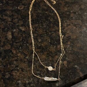 LOFT Gold Necklace with Pearl Details